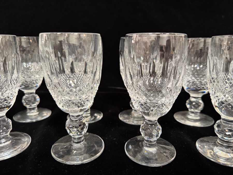 Just Added - Small Waterford Crystal Colleen Short Stem Sherry Port Wine Glasses Set Of 8, Hand Cut Olive Diamond Pattern 4.25'H [Photo 2]