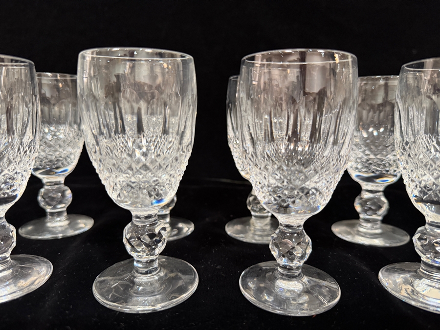 Just Added - Small Waterford Crystal Colleen Short Stem Sherry Port Wine Glasses Set Of 8, Hand Cut Olive Diamond Pattern 4.25'H [Photo 6]