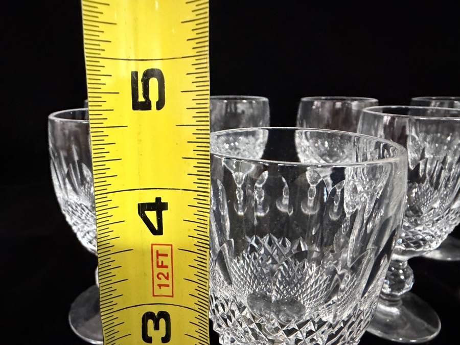 Just Added - Small Waterford Crystal Colleen Short Stem Sherry Port Wine Glasses Set Of 8, Hand Cut Olive Diamond Pattern 4.25'H [Photo 9]