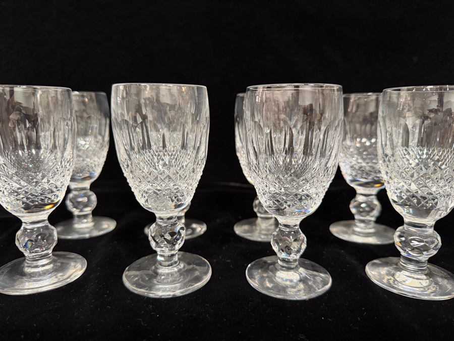 Just Added - Small Waterford Crystal Colleen Short Stem Sherry Port Wine Glasses Set Of 8, Hand Cut Olive Diamond Pattern 4.25'H [Photo 3]