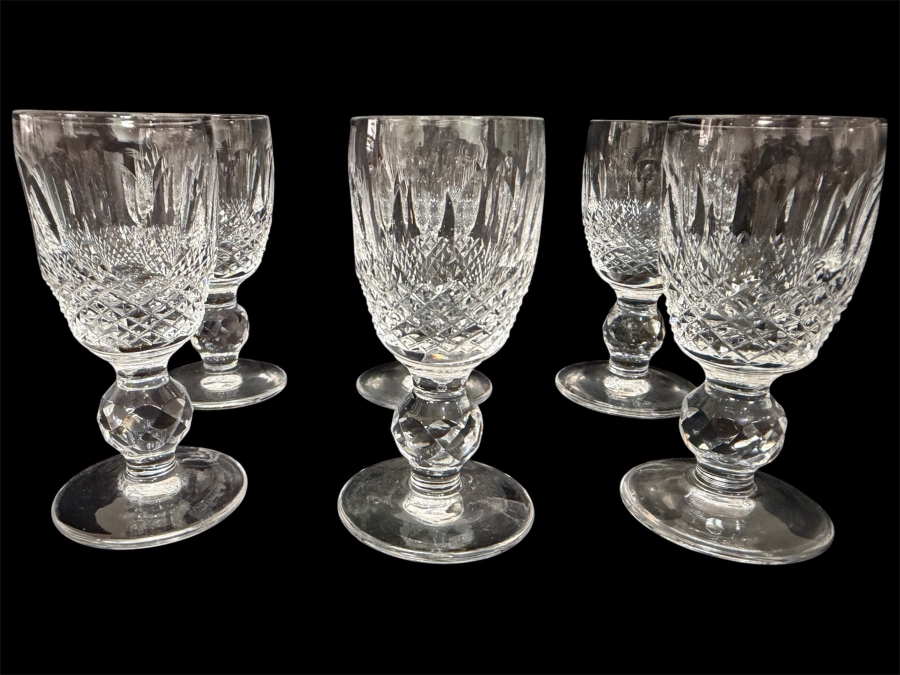 Just Added - Small Waterford Crystal Colleen Short Stem Cordial Liqueur Glasses Set Of 6, Hand Cut Olive Diamond Pattern 3.25'H