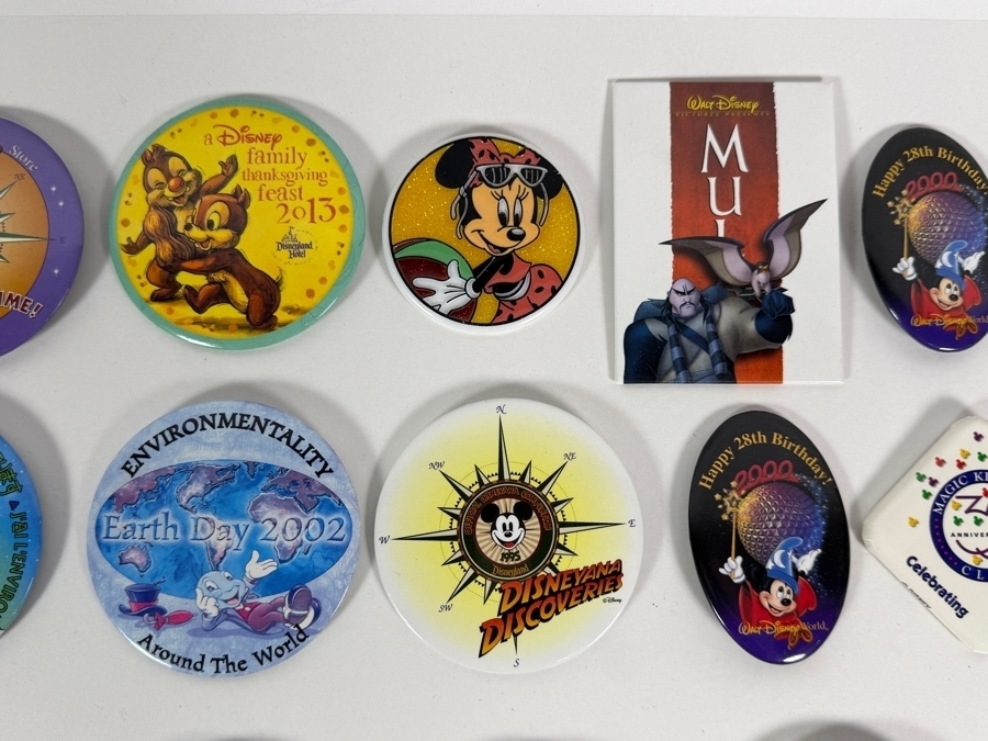 Just Added - Huge Disney Theme Park Store Cast Member Collector Button Pin Big Lot Of 41, Pinocchio Character Dining, Earth Day, Mickey Toontown, Disneyland 45th Anniversary And More [Photo 3]