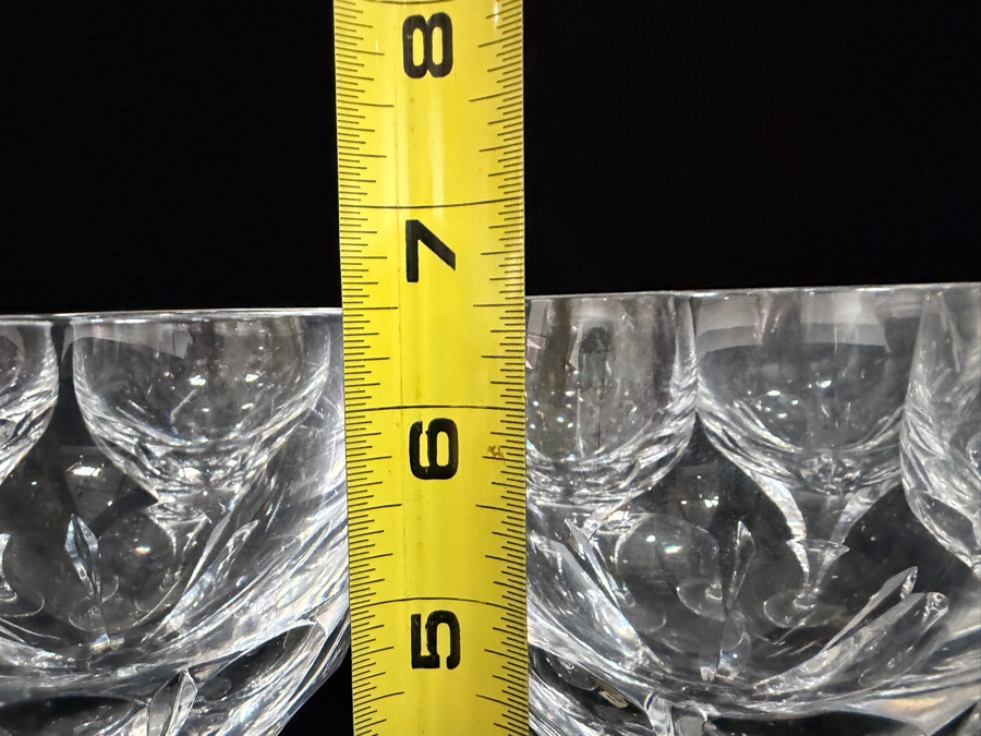 Just Added - Atlantis Crystal Evora Panel Cut Wine Glasses Set Of 7, Hand Cut Lead Crystal Multi Sided Stem Flared Tulip Goblet Made In Portugal 6.5'H [Photo 4]