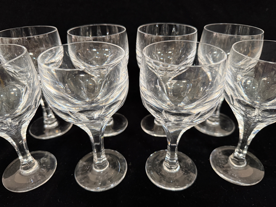 Just Added - Atlantis Crystal Evora Panel Cut Wine Glasses Set Of 7, Hand Cut Lead Crystal Multi Sided Stem Flared Tulip Goblet Made In Portugal 6.5'H [Photo 3]