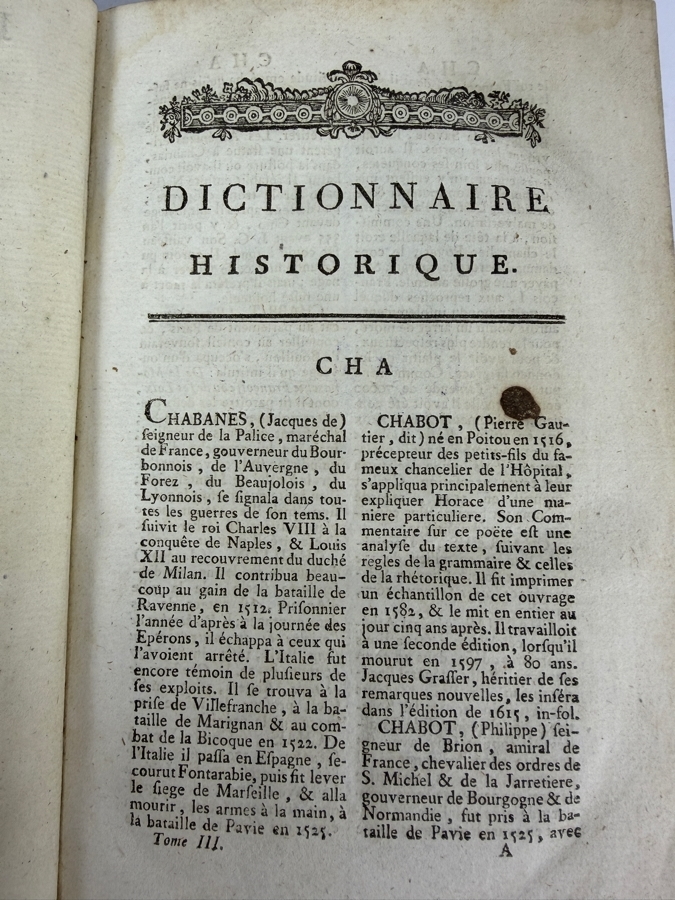 Just Added - Antique 1797 Dictionnaire Historique Ou Histoire Abregee Tome Troisieme Abbé FX De Feller Courtray R Gambar Antique French Biography Dictionary Leather Bound Book [Photo 9]