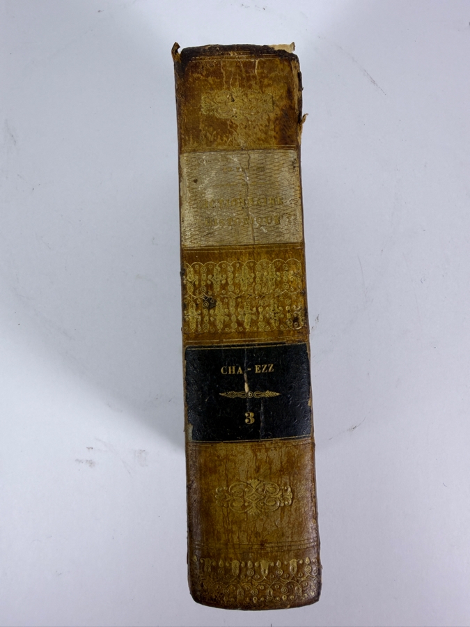 Just Added - Antique 1797 Dictionnaire Historique Ou Histoire Abregee Tome Troisieme Abbé FX De Feller Courtray R Gambar Antique French Biography Dictionary Leather Bound Book [Photo 3]