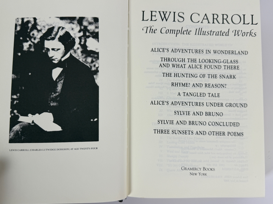 Just Added - Lewis Carroll The Complete Fully Illustrated Works Gramercy Books Literary Classics Series Deluxe Faux Leather Gilt Edge Lattice Pattern Cover [Photo 3]