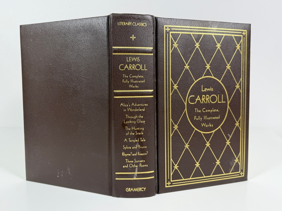 Just Added - Lewis Carroll The Complete Fully Illustrated Works Gramercy Books Literary Classics Series Deluxe Faux Leather Gilt Edge Lattice Pattern Cover [Photo 2]
