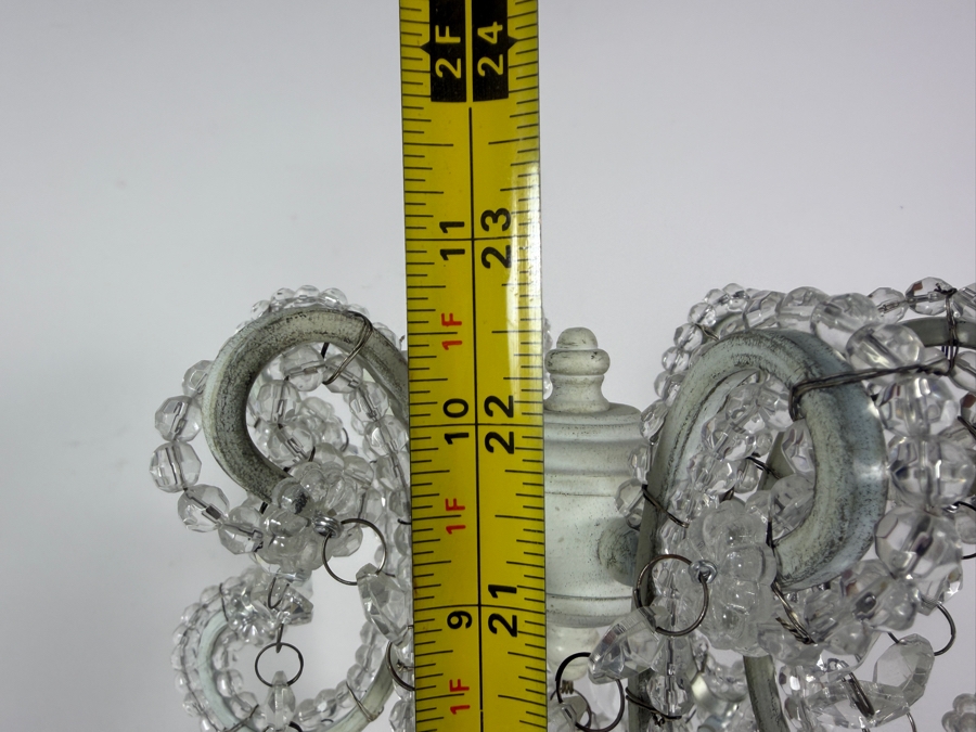 Just Added - Shabby Chic French Country Distressed White Iron Chandelier Candelabra Table Lamp 23'H [Photo 3]