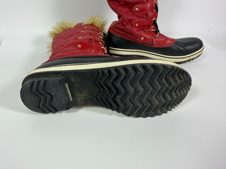Just Added - Sorel Women's Tofino II Red Dahlia Black Waterproof Canvas Faux Fur Winter Snow Boots Size 7.5 [Photo 4]
