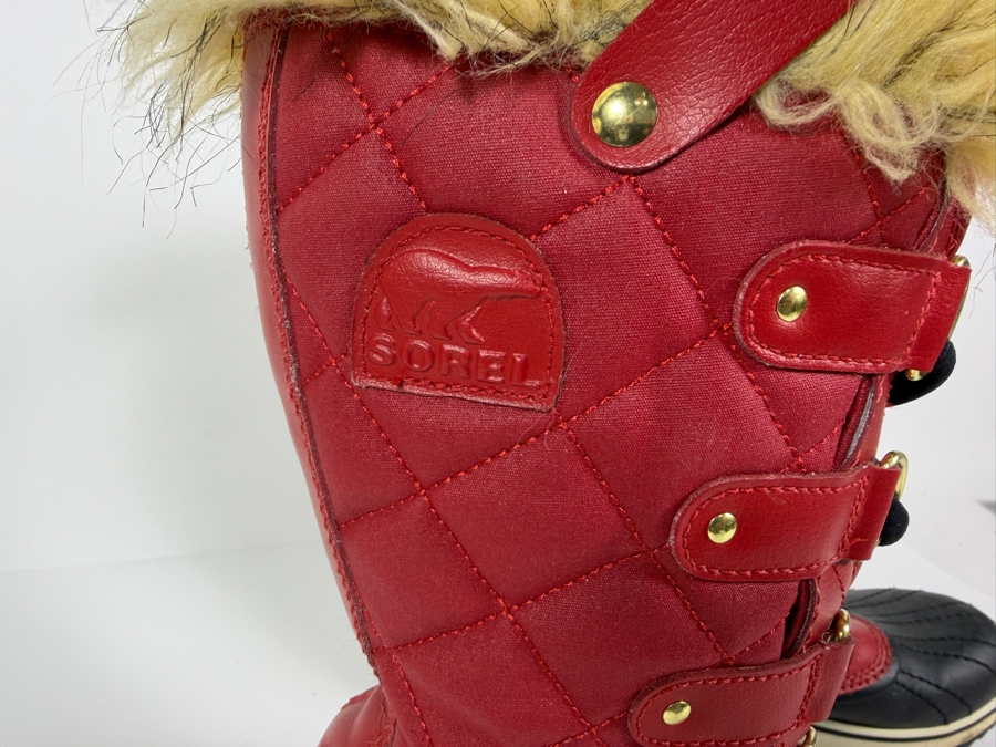 Just Added - Sorel Women's Tofino II Red Dahlia Black Waterproof Canvas Faux Fur Winter Snow Boots Size 7.5 [Photo 2]
