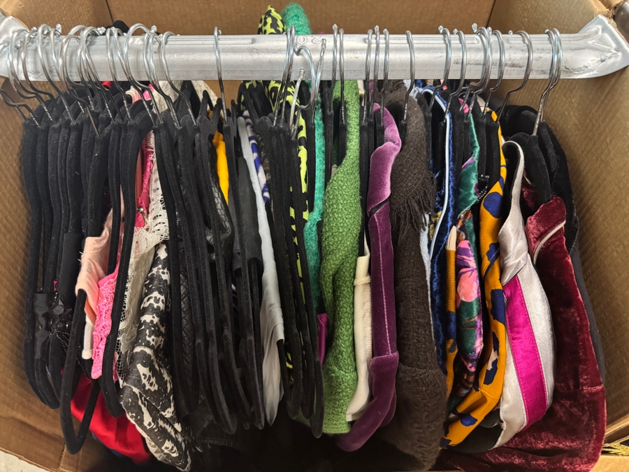 Just Added - Women's Clothing Reseller Liquidation Lot 4 Wardrobe Boxes Hanging Apparel Bundle Mainly Size S / XS [Photo 2]