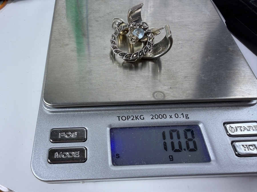 Just Added - Sterling Silver Jewelry Lot with Pair Of Earrings and Pendant 10.8g [Photo 9]