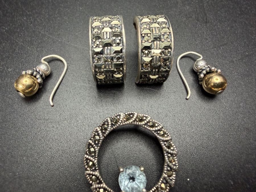 Just Added - Sterling Silver Jewelry Lot with Pair Of Earrings and Pendant 10.8g [Photo 5]