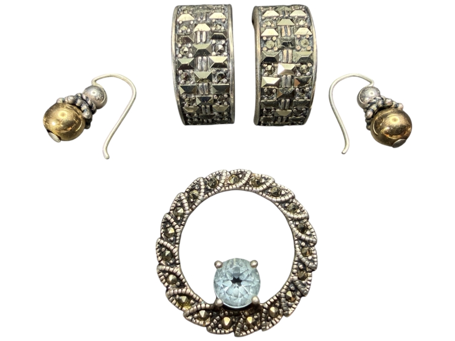 Just Added - Sterling Silver Jewelry Lot with Pair Of Earrings and Pendant 10.8g