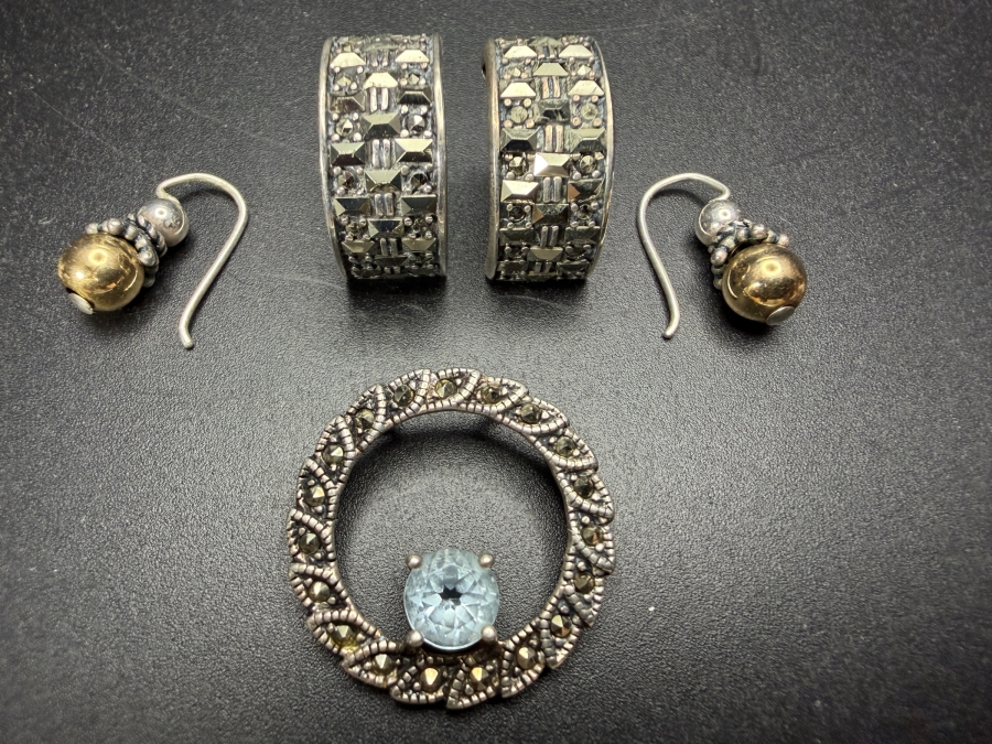 Just Added - Sterling Silver Jewelry Lot with Pair Of Earrings and Pendant 10.8g [Photo 2]