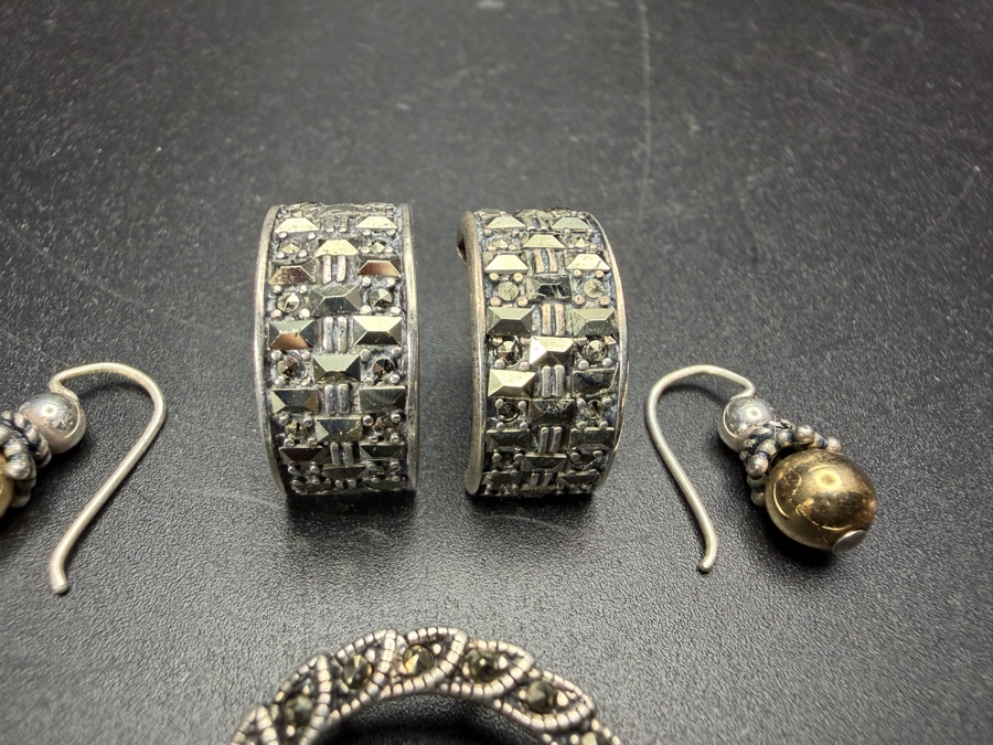 Just Added - Sterling Silver Jewelry Lot with Pair Of Earrings and Pendant 10.8g [Photo 4]