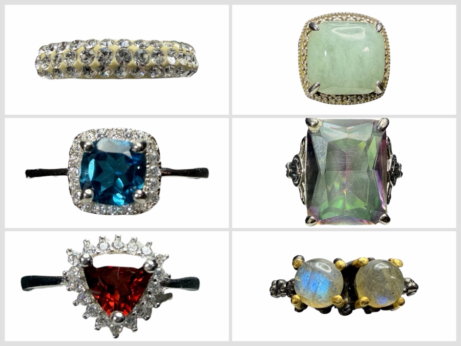 Just Added - (6) Sterling Silver Rings - See Photos for Sizes - 21.2g