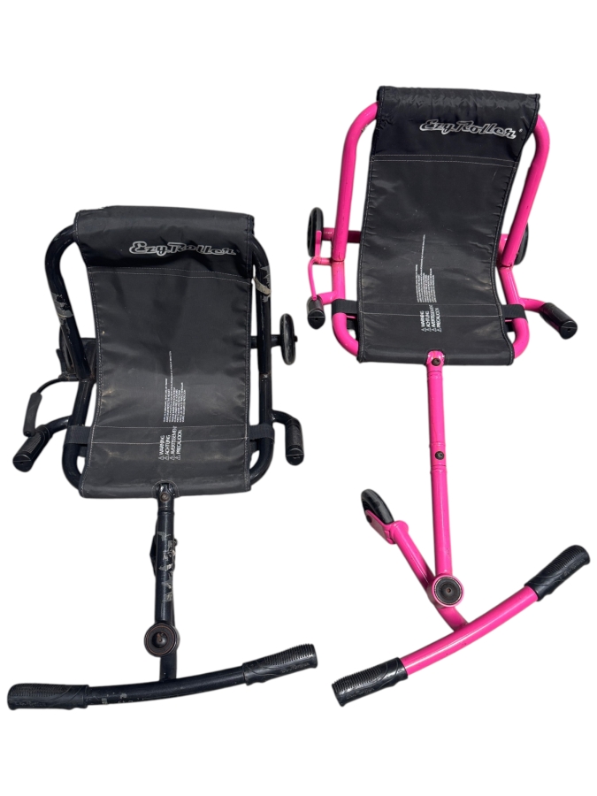 Just Added - Two EzyRoller Classic Ride-On Scooters In Black Magic And Princess Pink
