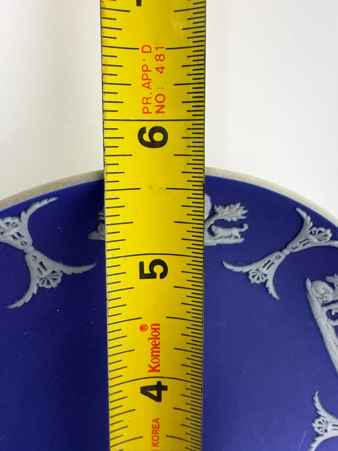 Vintage Wedgwood Dark Blue Jasperware Neoclassical Teacups And Saucers Set Of Six Plus Two Extra Cups Plates: 5.5'W Cups: 2.25'H [Photo 6]
