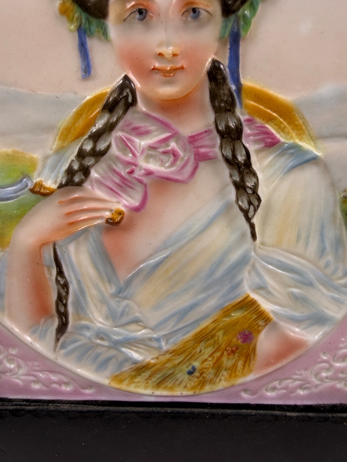 Antique German Porcelain Lithophane Light Box Featuring An Allegorical Portrait Of Summer 5.75'W X 2'D X 7.5'H [Photo 12]