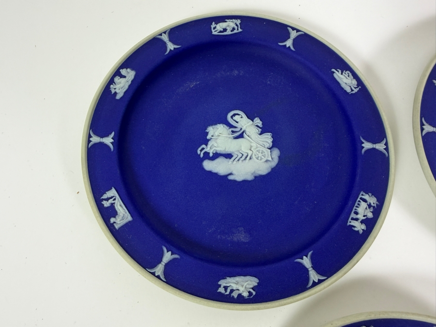 Vintage Wedgwood Dark Blue Jasperware Neoclassical Bread Butter Salad Plates Group Set Of Seven 5'W [Photo 2]