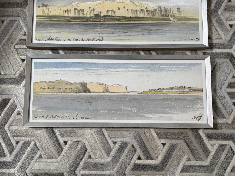 Just Added - Edward Lear Pair Of Framed Nile Landscape Fine Art Prints Near Aswan And Ibreem 33' X 12' Retail $660 [Photo 4]