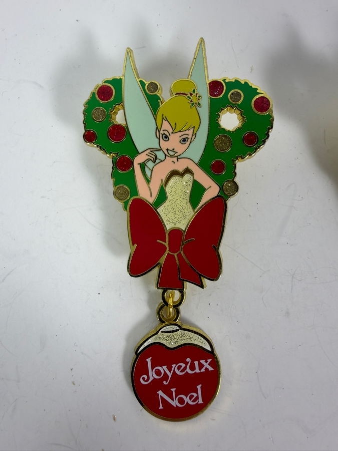(2) Vintage 2014 Limited Edition of 700 Disney Tinker Bell Trading Pins from Disneyland Paris 'Joyeux Noel' [Photo 2]