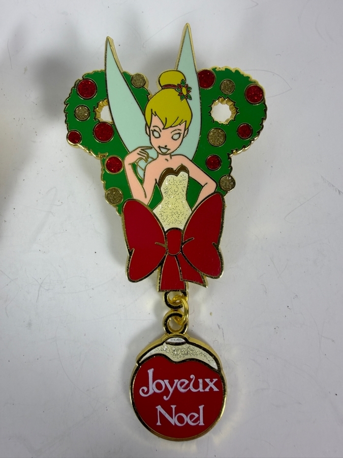 (2) Vintage 2014 Limited Edition of 700 Disney Tinker Bell Trading Pins from Disneyland Paris 'Joyeux Noel' [Photo 3]