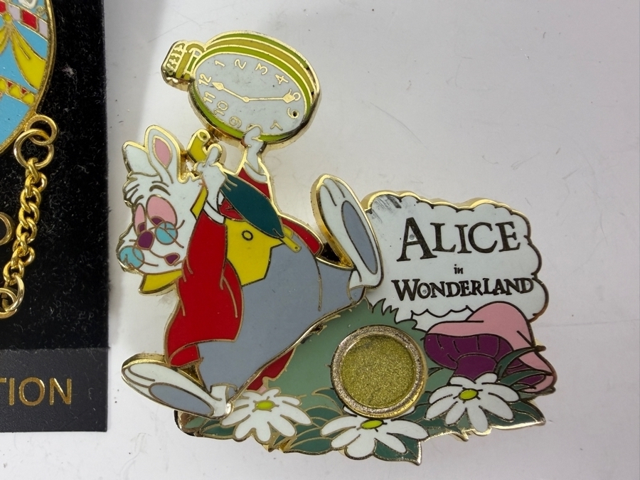 Disneyland Resort Limited Edition of 3,600 Trading Pin Featuring Mickey and Minnie Mouse in a Hot Air Balloon and Limited Edition of 1,500 Disneyland Resort Alice in Wonderland Trading Pin Featuring White Rabbit [Photo 2]