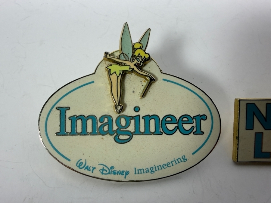 Vintage Limited Edition of 300 Walt Disney Imagineering (WDI) Exclusive 'Imagineer Name Tag' Pin Featuring Tinker Bell and Limited Edition of 300 Tinker Bell Neverland Trading Pin [Photo 2]