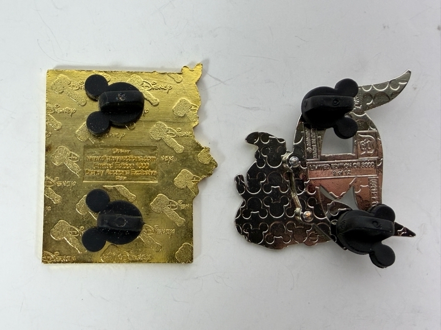 Vintage Disney Auctions Exclusive Limited Edition of 1,000 Trading Pin 'Come With Me To Neverland' Poster Pin Featuring Peter Pan and Limited Edition of 3,000 Disneyland Resort 60th Anniversary Diamond Celebration 'D' Pin Featuring Dumbo [Photo 4]