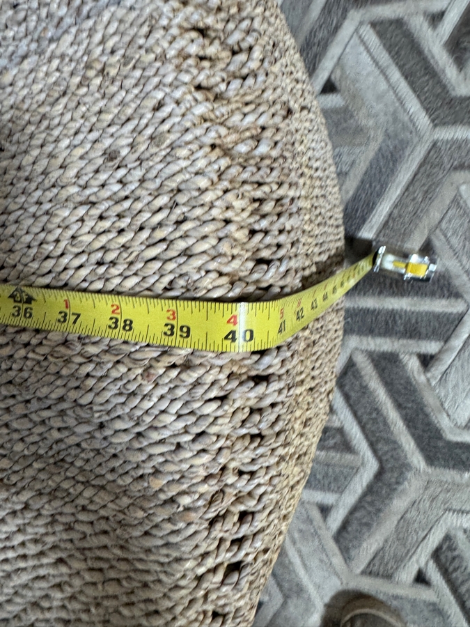 Just Added - Four Hands Pascal Hand Woven Light Natural Pandan Rope Round Drum Coffee Table Retail $800 40'W X 15.5'H [Photo 4]