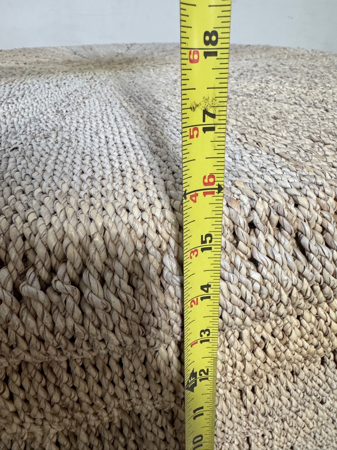 Just Added - Four Hands Pascal Hand Woven Light Natural Pandan Rope Round Drum Coffee Table Retail $800 40'W X 15.5'H [Photo 5]