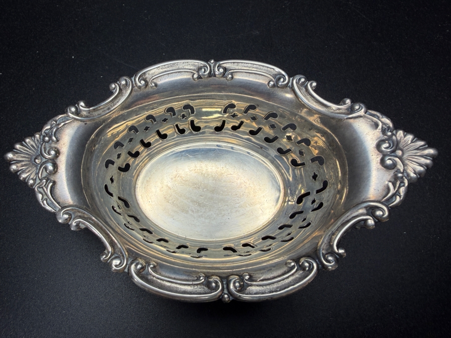 Antique Gorham Cromwell Pattern Sterling Silver Pierced Nut Bowl Bonbon Dish Number 4780 4'W X 2.5'D X 1'H 24.1g [Photo 2]