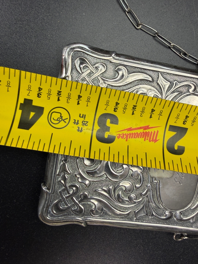 Antique Art Nouveau Sterling Silver Calling Card Case Dance Purse With Monogram Ida Dated December 25, 1873 2.5' X 3.5' 57.9g [Photo 10]
