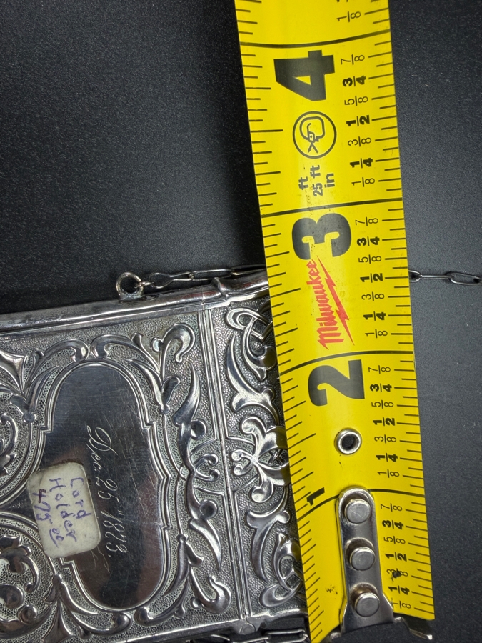 Antique Art Nouveau Sterling Silver Calling Card Case Dance Purse With Monogram Ida Dated December 25, 1873 2.5' X 3.5' 57.9g [Photo 9]