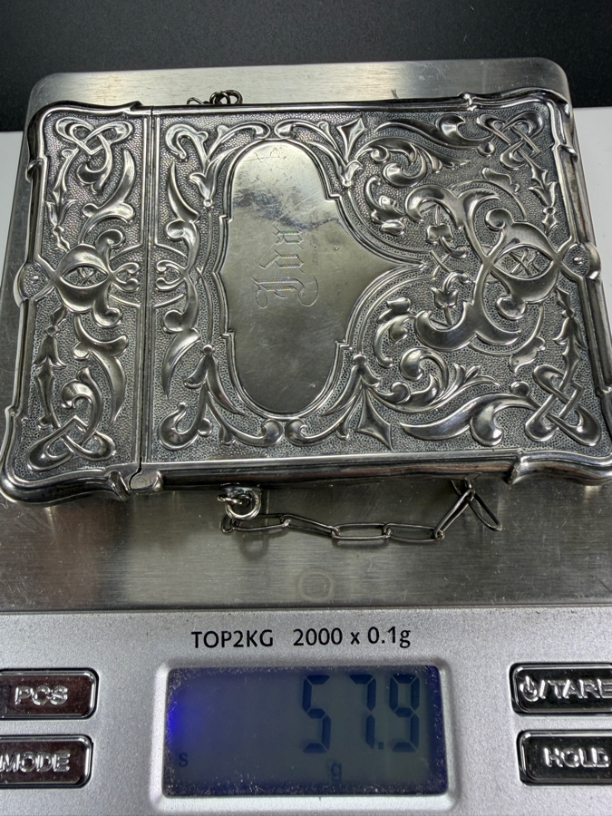 Antique Art Nouveau Sterling Silver Calling Card Case Dance Purse With Monogram Ida Dated December 25, 1873 2.5' X 3.5' 57.9g [Photo 11]