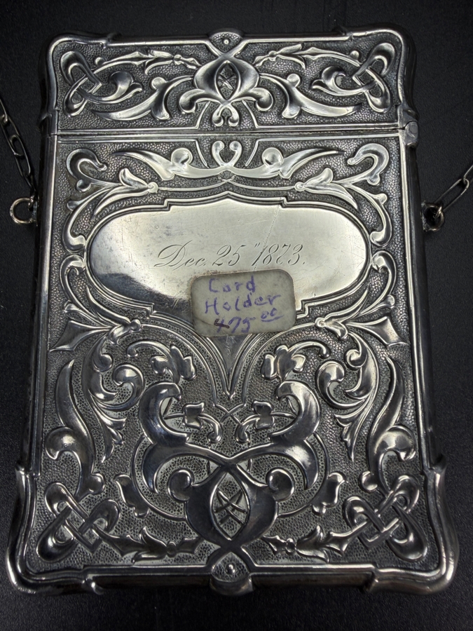 Antique Art Nouveau Sterling Silver Calling Card Case Dance Purse With Monogram Ida Dated December 25, 1873 2.5' X 3.5' 57.9g [Photo 6]