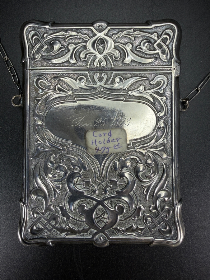 Antique Art Nouveau Sterling Silver Calling Card Case Dance Purse With Monogram Ida Dated December 25, 1873 2.5' X 3.5' 57.9g [Photo 7]