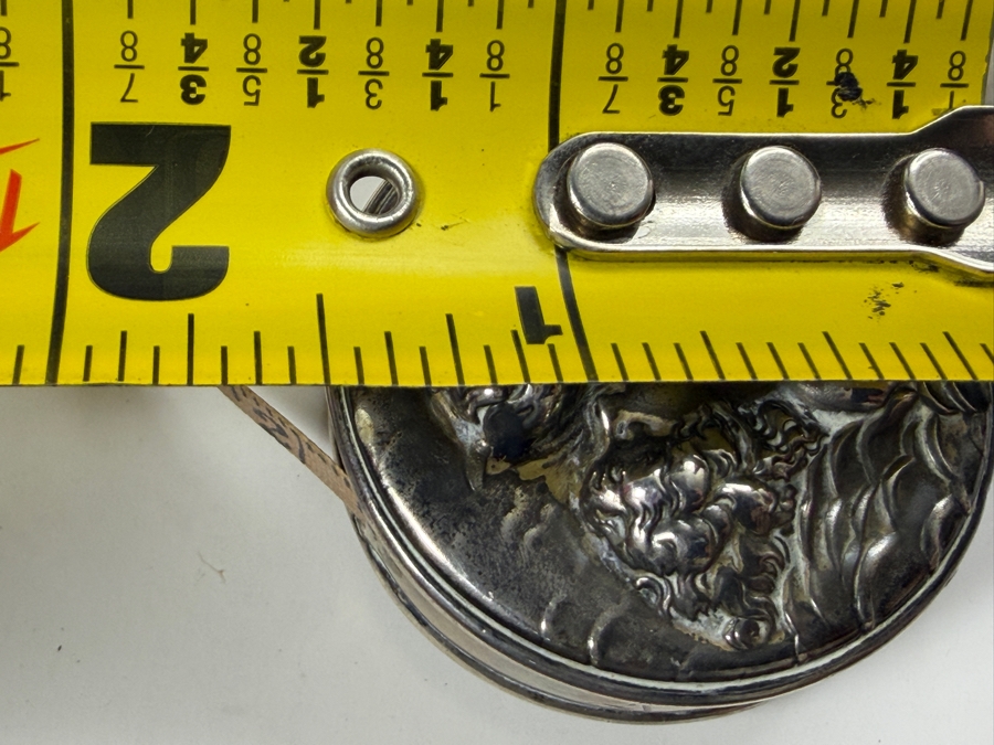 Vintage Unger Brothers Sterling Silver Loves Dream Retractable Sewing Tape Measure Casing (Tape Measure Is Torn) 1.5'W 26.8g [Photo 10]