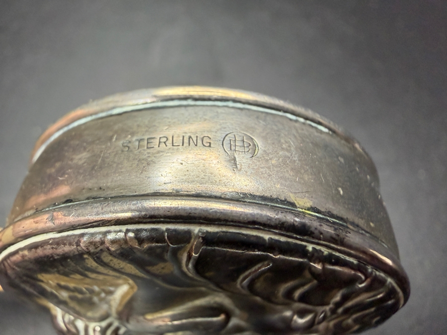 Vintage Unger Brothers Sterling Silver Loves Dream Retractable Sewing Tape Measure Casing (Tape Measure Is Torn) 1.5'W 26.8g [Photo 6]
