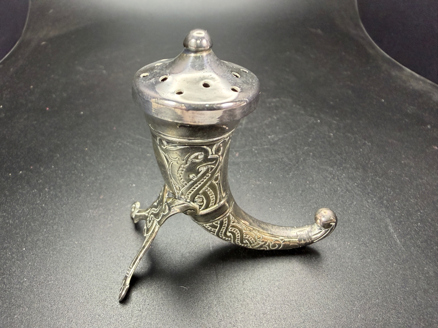 Vintage Norwegian Sterling Silver Viking Horn Salt Or Pepper Shaker 16.8g [Photo 3]
