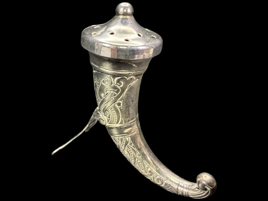 Vintage Norwegian Sterling Silver Viking Horn Salt Or Pepper Shaker 16.8g