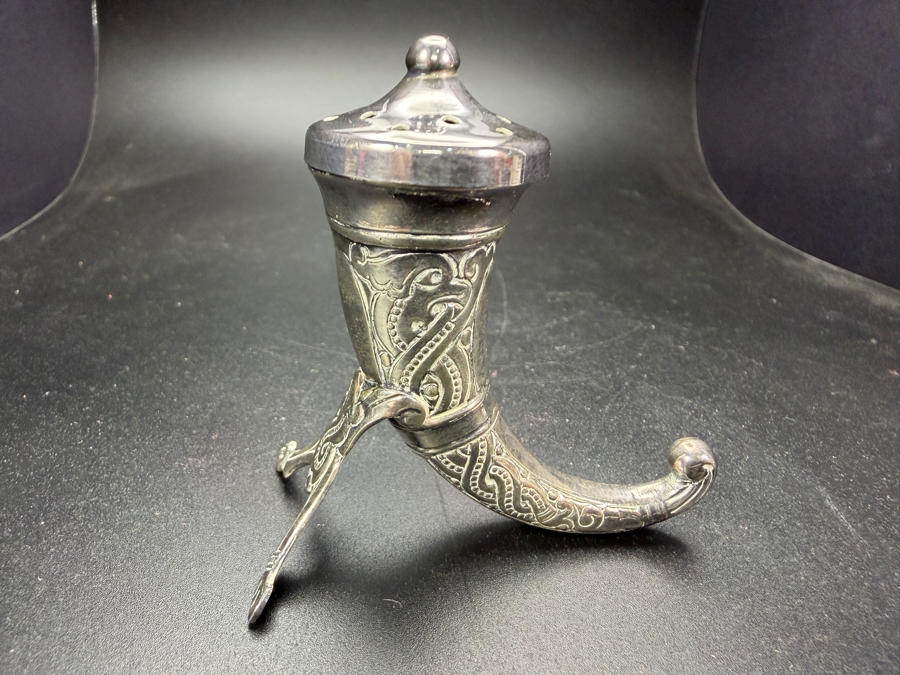 Vintage Norwegian Sterling Silver Viking Horn Salt Or Pepper Shaker 16.8g [Photo 2]
