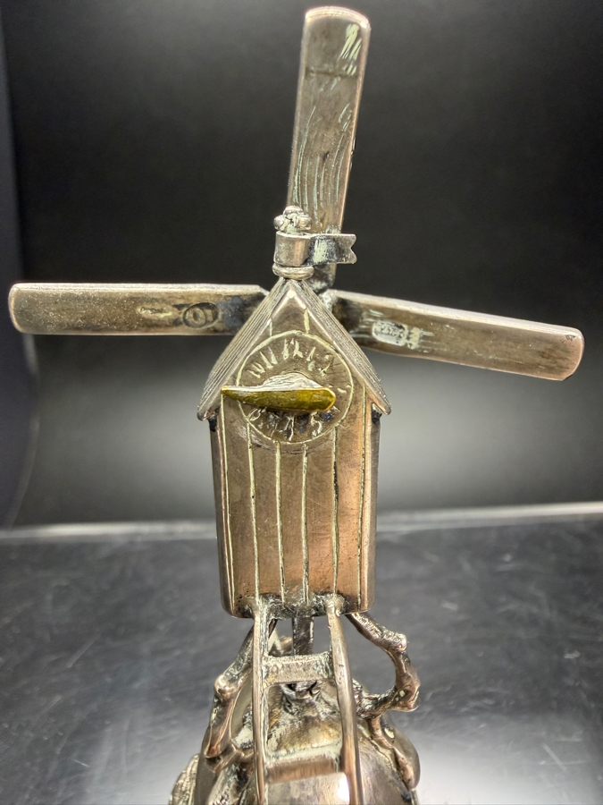 Vintage Dutch Sterling Silver Novelty Windmill Wager Cup Bell 3'H 36.1g [Photo 7]