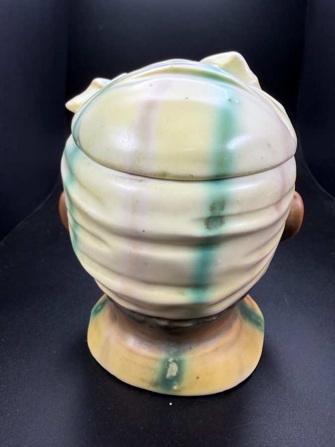 Vintage Hand Painted Bisque Figural Head Lidded Tobacco Jar Humidor 5'H [Photo 5]