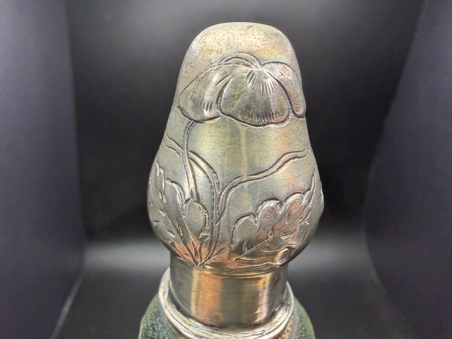 Daum Nancy Signed Art Nouveau Cameo Glass And Sterling Silver Traveling Spirits Flask 6.25'H [Photo 9]