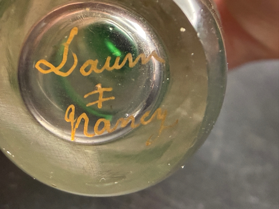 Daum Nancy Signed Art Nouveau Cameo Glass And Sterling Silver Traveling Spirits Flask 6.25'H [Photo 10]