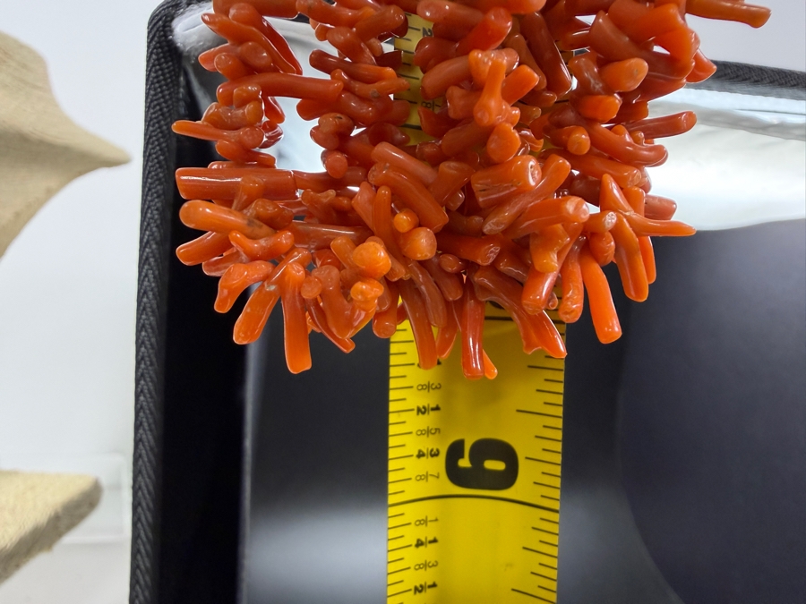 Natural Red Coral Multi Strand Branch Statement Necklace 16'L [Photo 6]